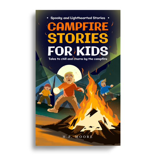 Cartoon book cover with the title 'Children's Stories Book Cover'