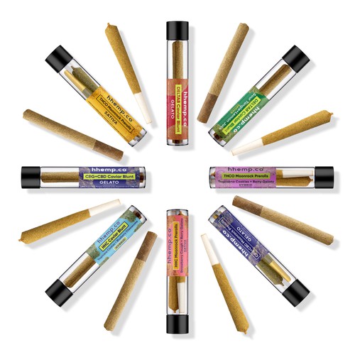 Weed design with the title 'Hemp Preroll and Blunt design'