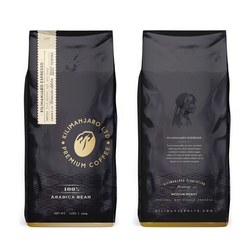 Sophisticated packaging with the title 'coffee bag'