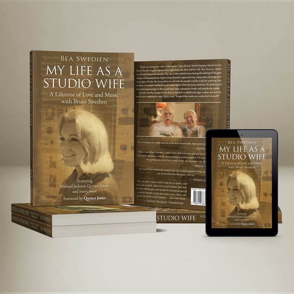 Music book cover with the title 'Book cover design of the Bea Swedien's memoir "My Life as a Studio Wife""'