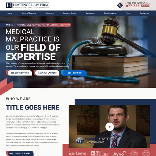 Lawyer website with the title 'Medical Injury Law Firm Design '