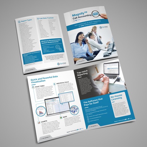 Communications design with the title 'Magnify Call Accounting Brochure design'