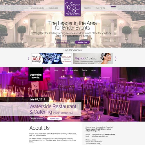 Wedding website with the title 'Webpage design for bridal shows organizer'