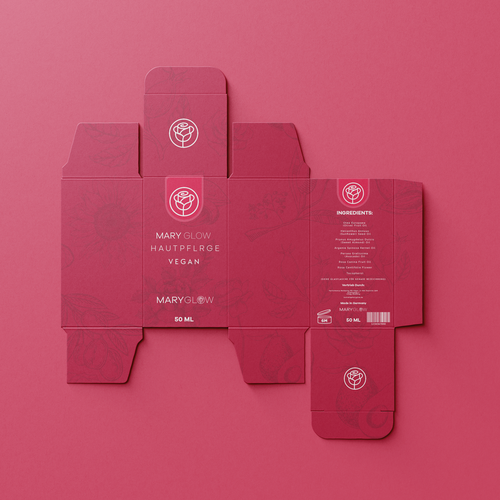 Oil packaging with the title 'Mary Glow box '