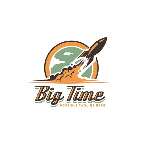 Spaceship design with the title 'Retro Rocket Launch logo'