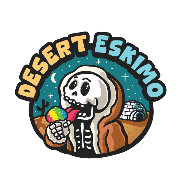 Skeleton logo with the title 'Desert Eskimo logo'