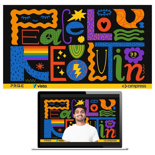 Background design with the title 'Virtual background for PRIDE month (multiple winners)'