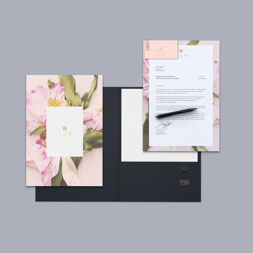 Flower design with the title 'Feminine floral branding for a skincare company'
