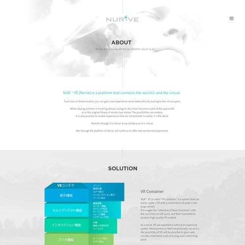 White website with the title 'Clean & Modern Website Design for VR Tech Site'