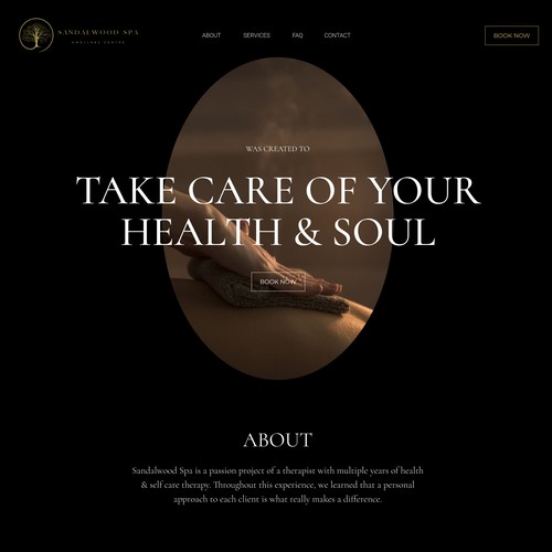 Beauty website with the title 'Sophisticated website for Sandalwood Spa saloon'