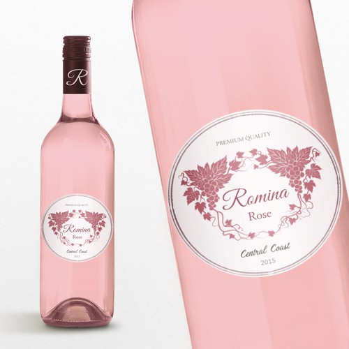 Rose label with the title 'Wine bottle premium label'