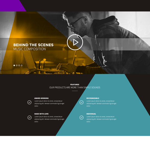 Music website with the title 'Webdesign for Audio Company'