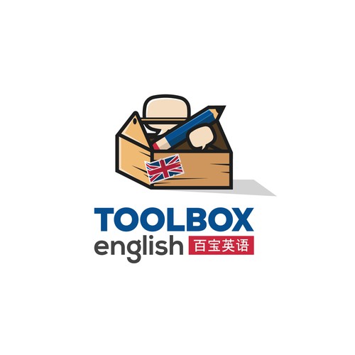 College design with the title 'Toolbox English Logo'