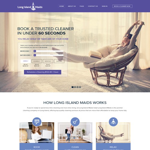 Photoshop design with the title 'Cleaning Company website'