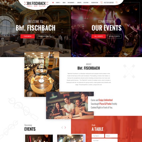 Restaurant website with the title 'Bahnhof Fischbach'