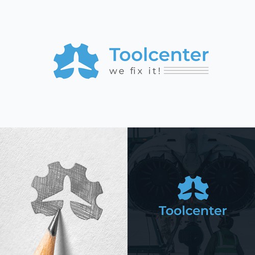 Aviation logo with the title 'Logo Design For Toolcenter (aviation + mechanical/tech industry)'