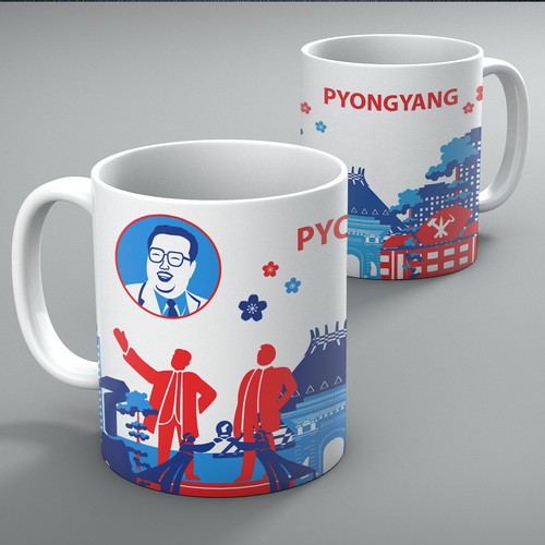 Korean design with the title 'Mug design of Pyongyang'