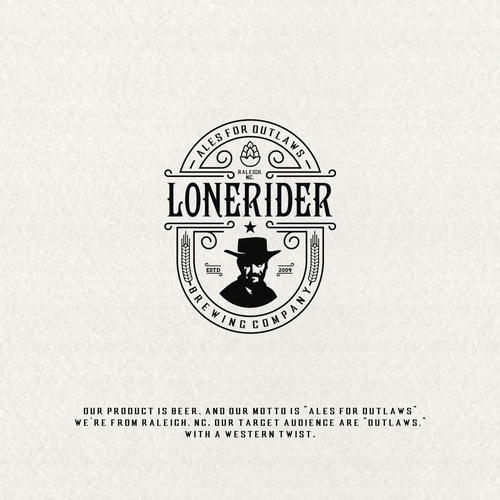 Brewery logo with the title 'LONERIDER'