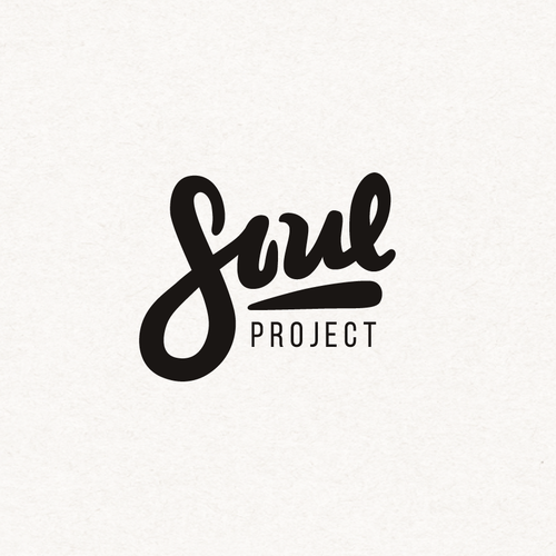 Brush lettering design with the title 'Create a youth and fresh logo for an up and coming social business called Soul Project.'