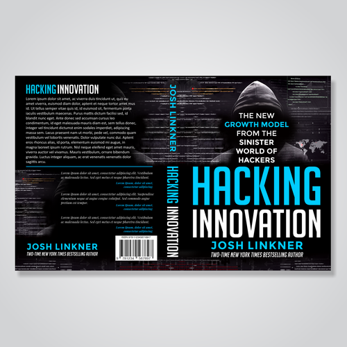 Bestseller book cover with the title 'Book Cover Design for Hacking Inovation'