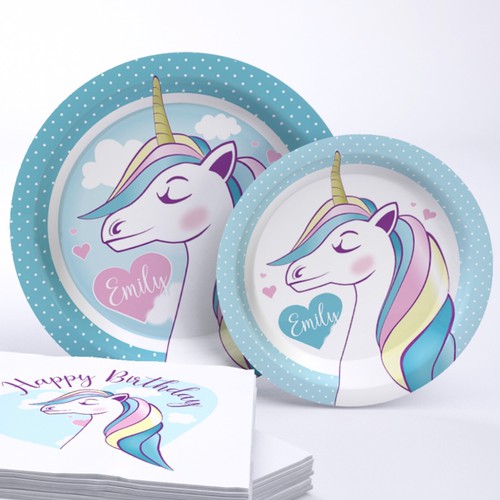 Kid design with the title 'Unicorn party supplies design'