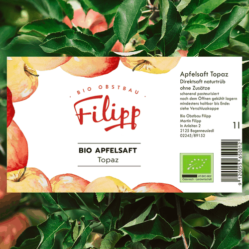 Juice label with the title 'Juice bottle design'