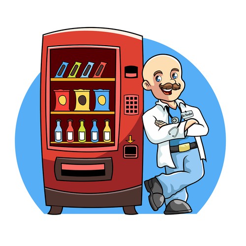 Vending machine design with the title 'Mascot Design For Vending Machine'