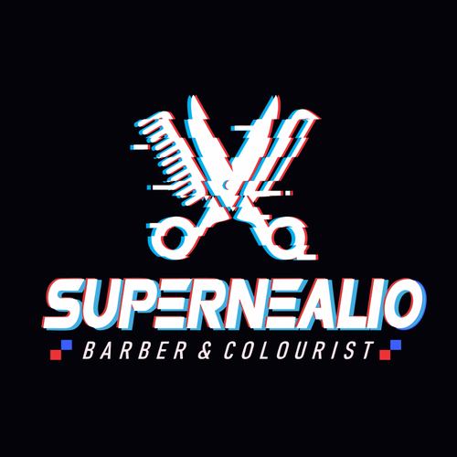 Glitch logo with the title 'Logo For Barber Inspired by game 90''