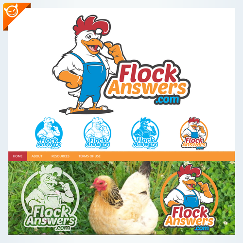Chicken king logo with the title 'Flock Answer.com'