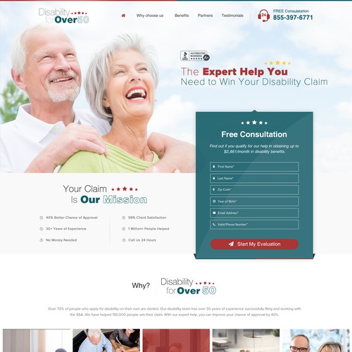 Disability design with the title 'highly optimized lead generation landing page'