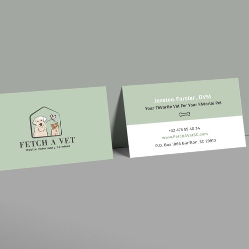 Friendly brand with the title 'Logo and Brand Identity for Fetch a Vet'