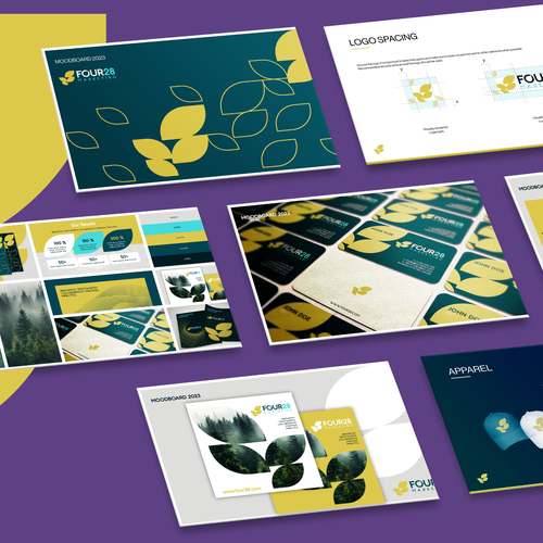 Deck design with the title 'Brand Guide + Mood Board + Marketing Materials for Marketing Company'