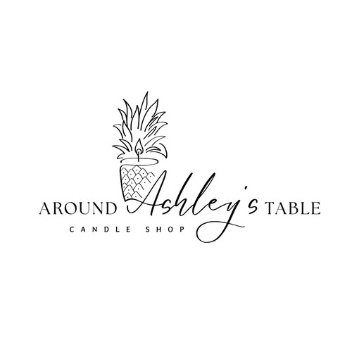 Delicate design with the title 'Around Ashley's Table Candle Shop'