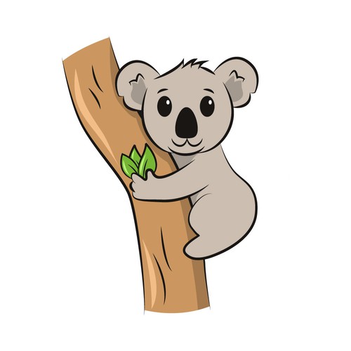 Leaf artwork with the title ' Cute cartoon koala'