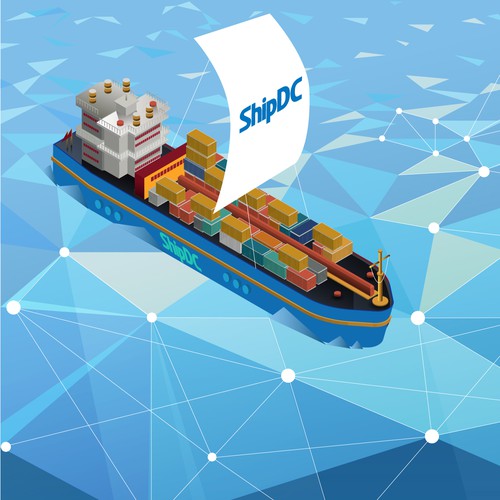 Ship artwork with the title 'Graphic of big data in the maritime industry'