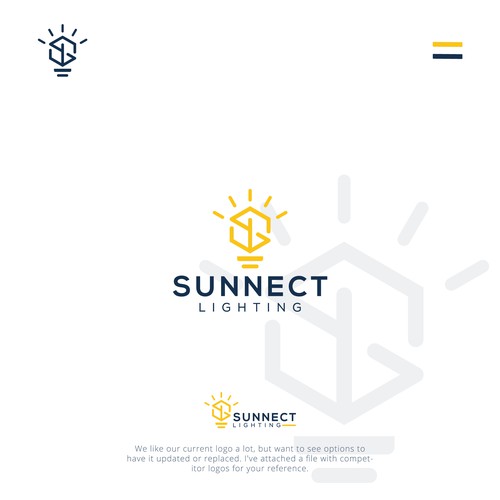 Lamp logo with the title 'Sunnect Lighting Line Logo'