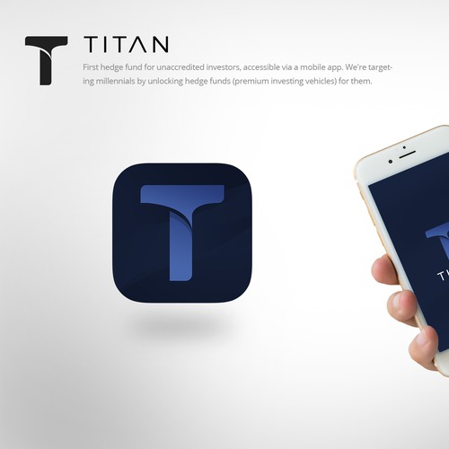 Dark blue design with the title 'TITAN iOS Icon'