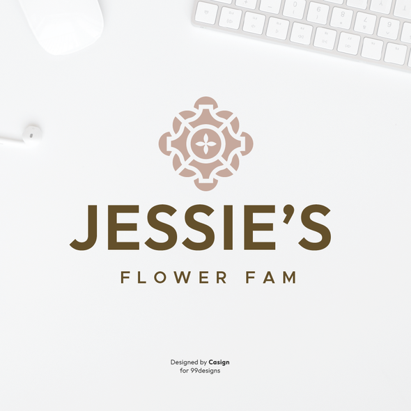 Leaf design with the title 'JESSIE'S FLOWER FARM'
