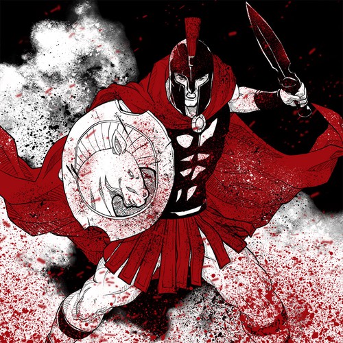 Black artwork with the title 'Achilles'