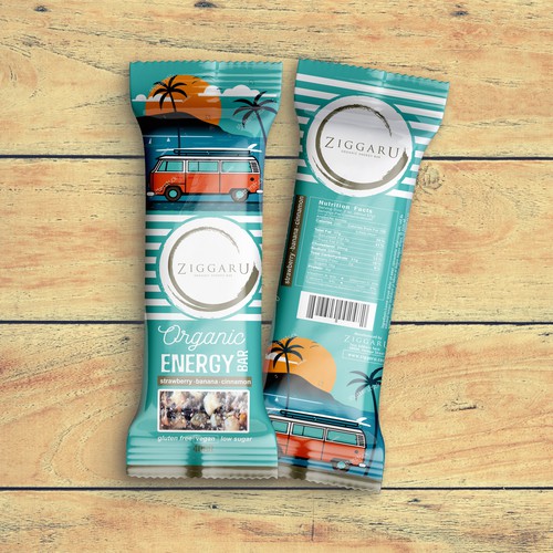 Candy packaging with the title 'Organic Energy Bar Natural Ingredients'