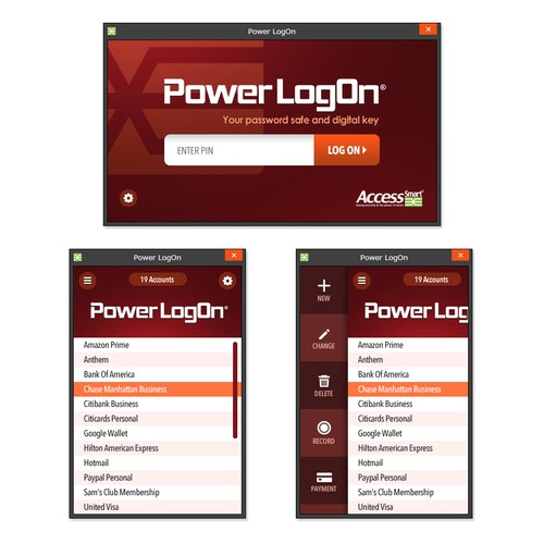 Thematic design with the title 'Power LogOn App'