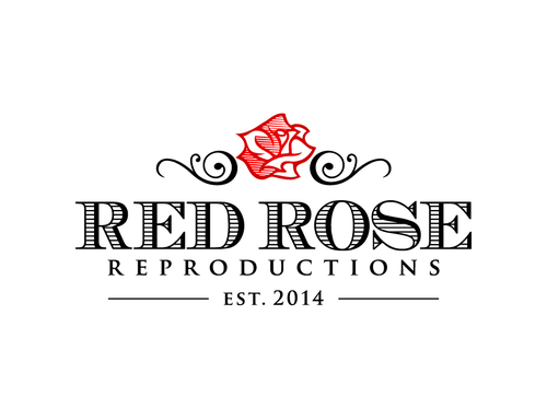 Woodworking logo with the title 'Red Rose Reproductions'