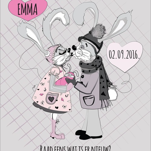 Announcement design with the title 'emma'