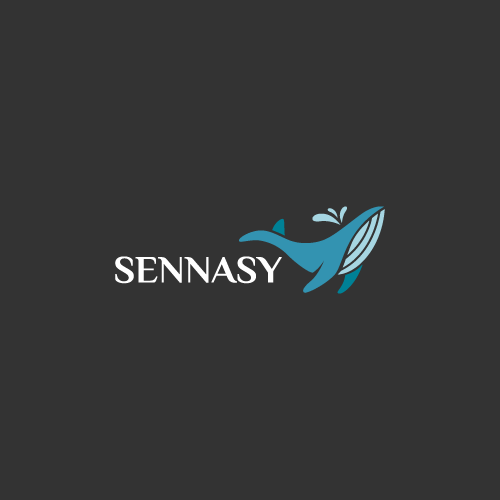 Whale logo with the title 'Beautiful whale for Sennasy'
