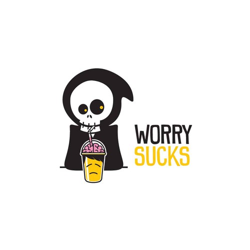 Skeleton logo with the title 'Create a simple logo to illustrate "WORRY SUCKS"'