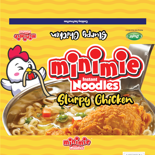 Chicken packaging with the title 'Minimie Instant Noodles Packaging'