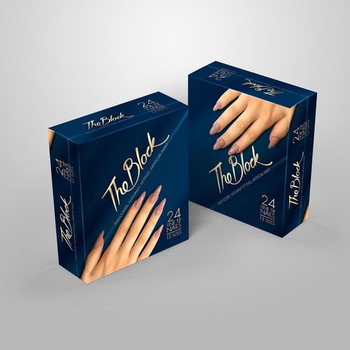 Nail design with the title 'The Block Nails Packaging'