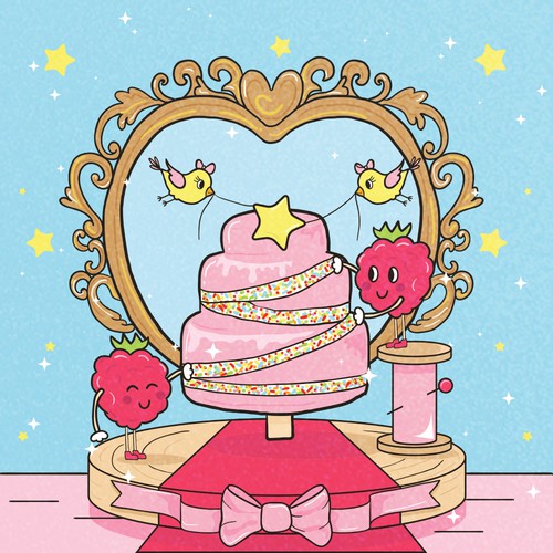 Children artwork with the title 'Raspberry Cheesecake'