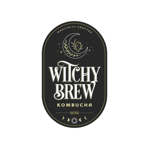Moon brand with the title 'Logo for Witchy Brew Kombucha'