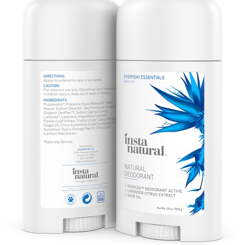 Rendering design with the title 'Natural Deodorant 3D Rendering'